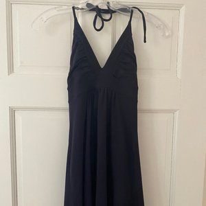 Susana Monaco Navy Gather String Halter Dress
